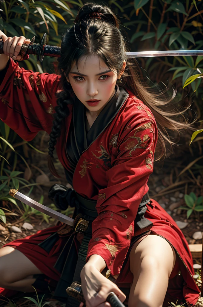 1girl,solo,holding weapon,katana, 
