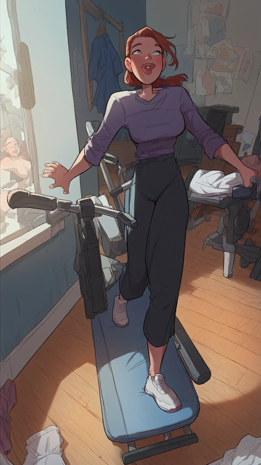 Curvy girl on treadmill