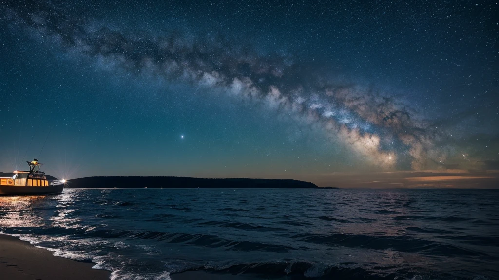 Starry Sky, Ocean, Whales 