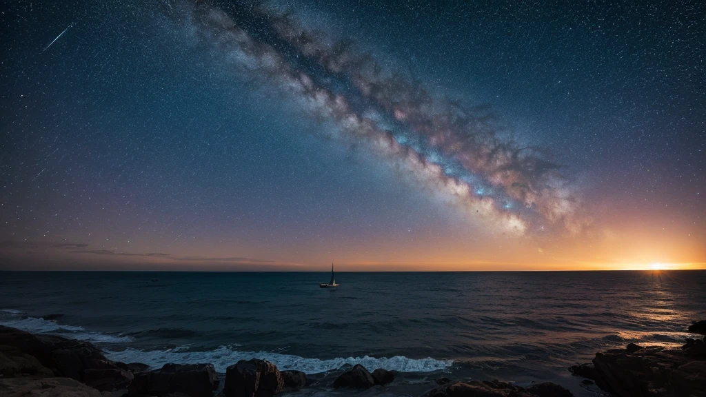 Starry Sky, Ocean, Whales