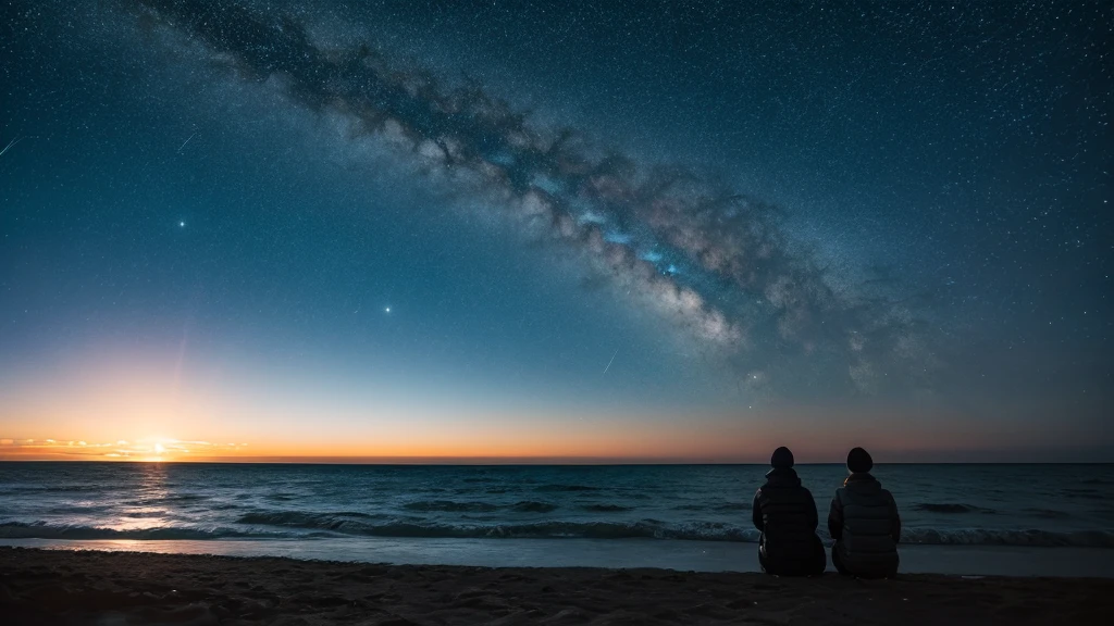 Starry Sky, Ocean, Whales 