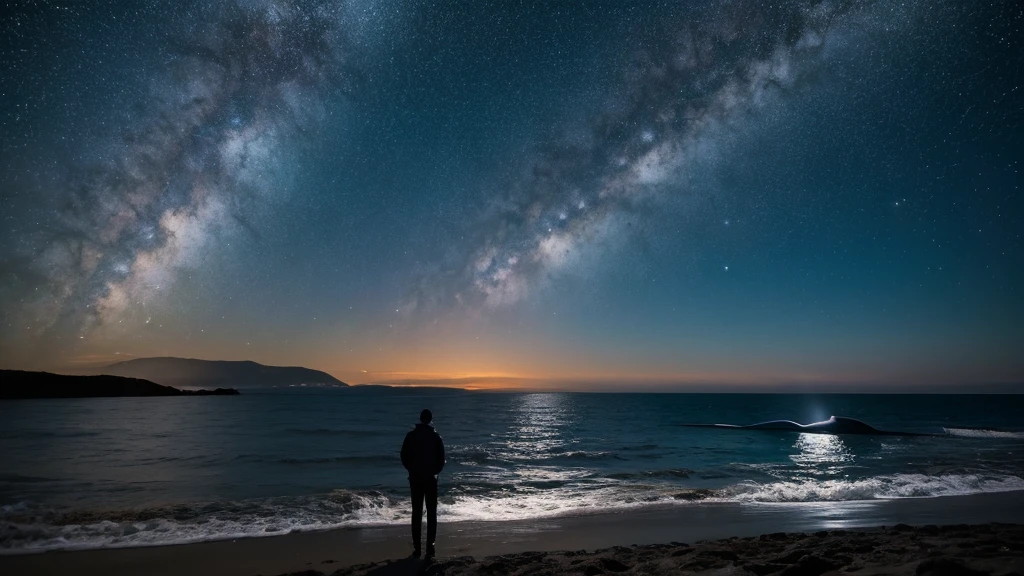 Starry Sky, Ocean, Whales