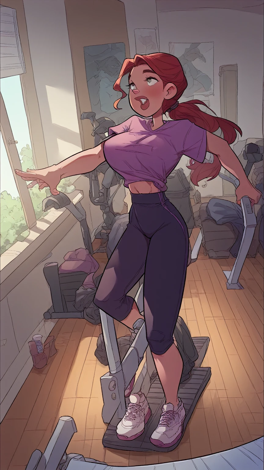 Curvy girl on treadmill