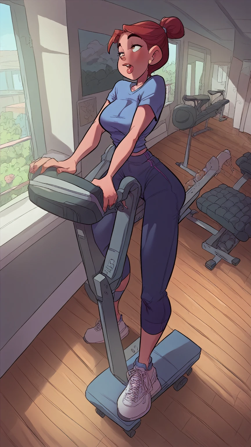 Curvy girl on treadmill