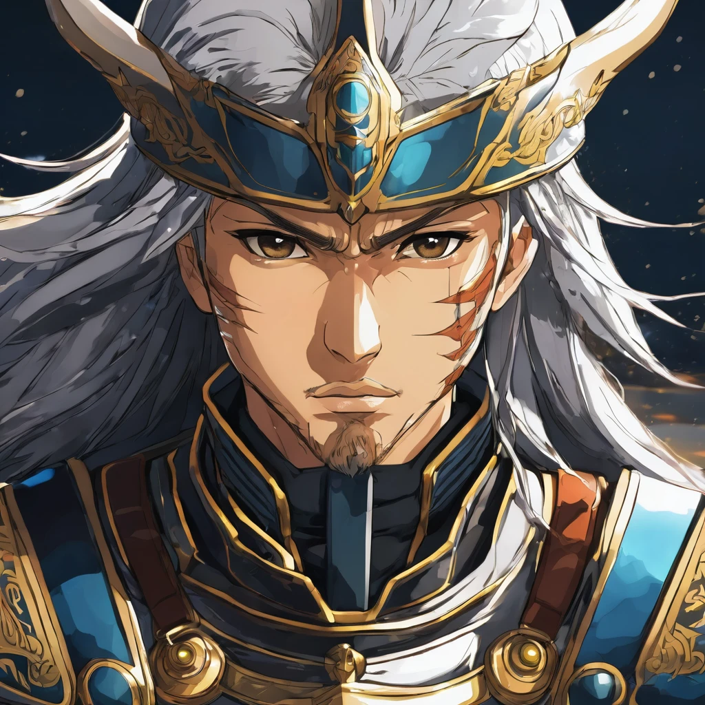 anime portrait of the warrior, anime, closeup face,