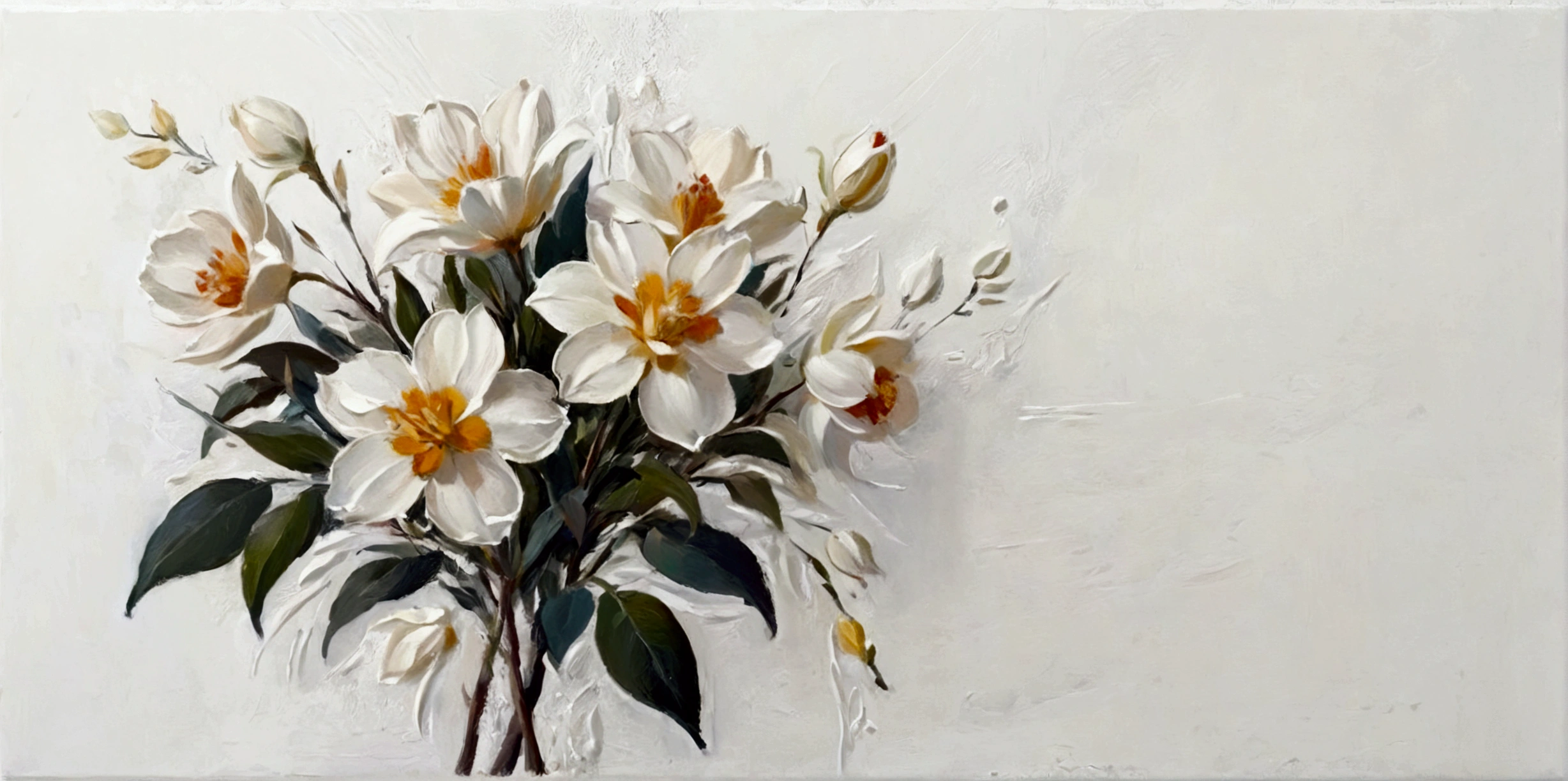 Small Flower，color，Perfect proportion，vanilla，bright，White background，real，emotion，Thick textured paint,
