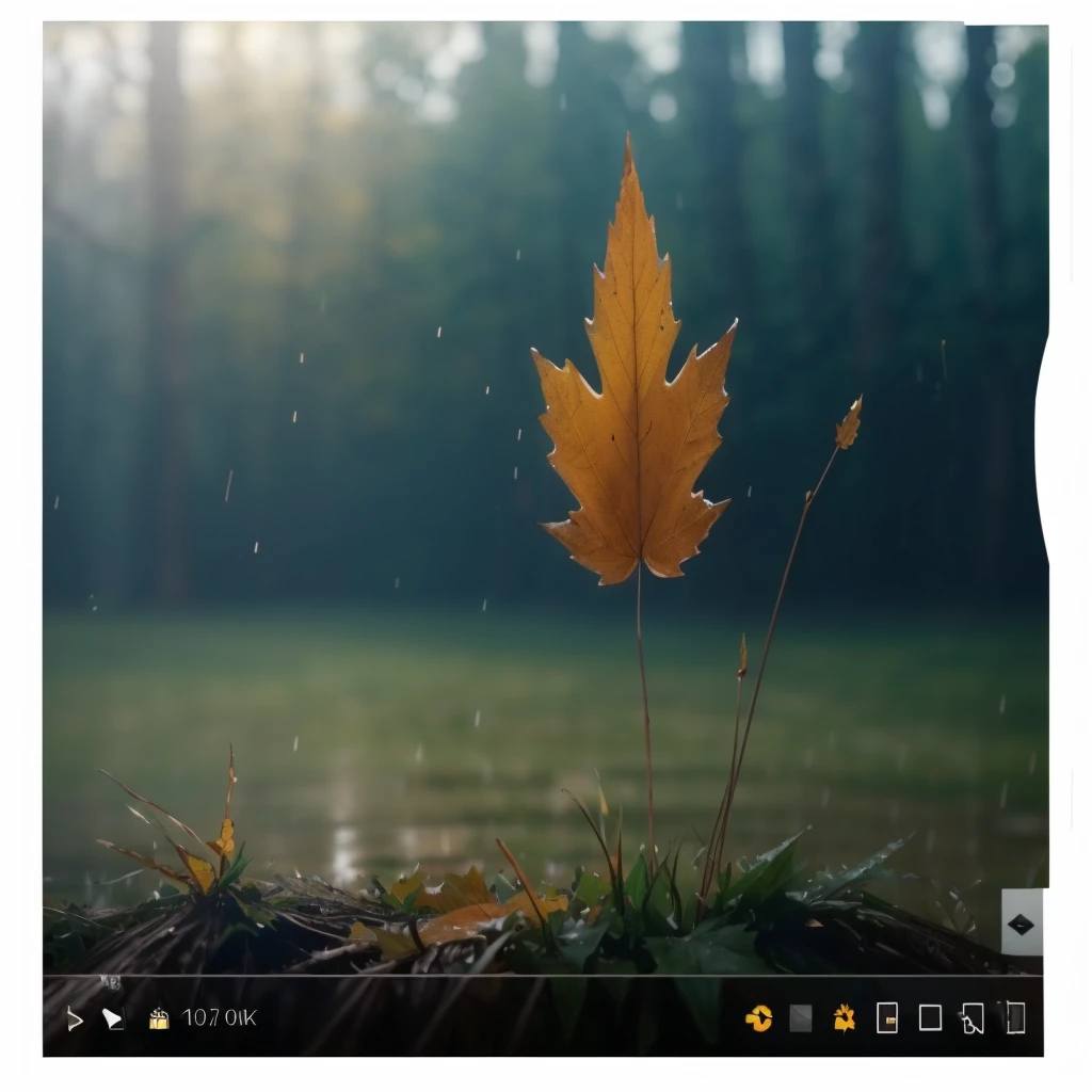 there is a leaf that is sitting on the grass in the rain, magical leafs falling, nature documentry footage, youtube video screenshot, today's featured photography 4k, autumn rain turkel, nature photography 4k, november, cinematic widescreen shot, leaves and magic, high quality screenshot, 2 0 2 1 cinematic 4 k framegrab, wide screenshot