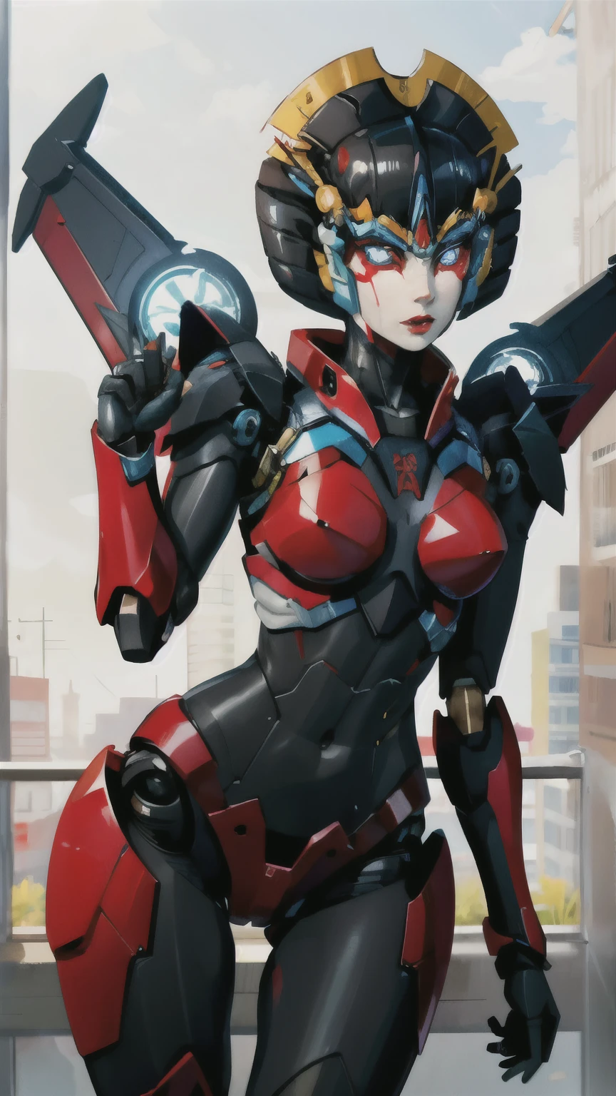 1girl, solo, windblade, robot, mecha, glowing eyes, no_humans, autobot, wings,  