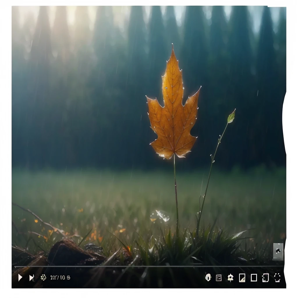 there is a leaf that is sitting on the grass in the rain, magical leafs falling, nature documentry footage, youtube video screenshot, today's featured photography 4k, autumn rain turkel, nature photography 4k, november, cinematic widescreen shot, leaves and magic, high quality screenshot, 2 0 2 1 cinematic 4 k framegrab, wide screenshot