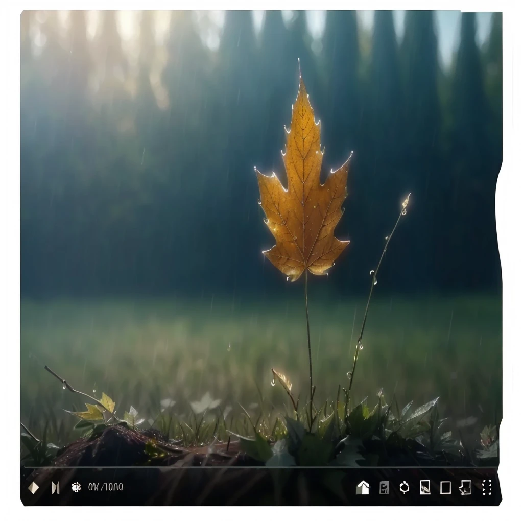 there is a leaf that is sitting on the grass in the rain, magical leafs falling, nature documentry footage, youtube video screenshot, today's featured photography 4k, autumn rain turkel, nature photography 4k, november, cinematic widescreen shot, leaves and magic, high quality screenshot, 2 0 2 1 cinematic 4 k framegrab, wide screenshot