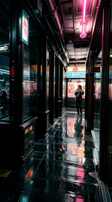 /imagine "A futuristic cityscape at night, skyscrapers with sleek, modern architecture, buildings adorned with neon lights and holographic advertisements, floating platforms and flying vehicles. Vibrant, multi-colored neon signs, holographic billboards displaying futuristic content, illuminated pathways and bridges. Bustling streets with people and robots, high-tech monorails and hovercars, rooftop gardens and futuristic parks. Futuristic street lamps casting a soft glow, digital kiosks and interactive displays, transparent buildings and skywalks. A sense of awe and wonder, a lively and energetic ambiance, reflection of city lights on glassy surfaces."