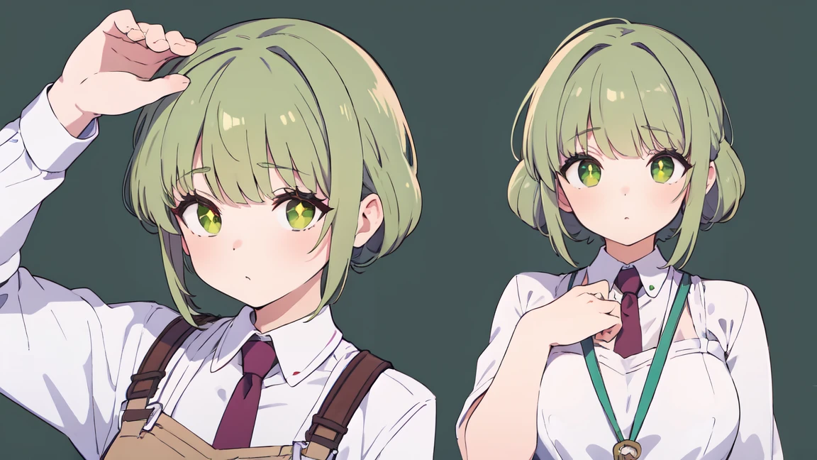 very short hair, Green hair, boy, Otokonoko