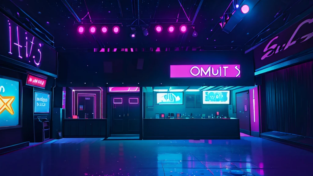 a nightclub, at night, no humans, no persons