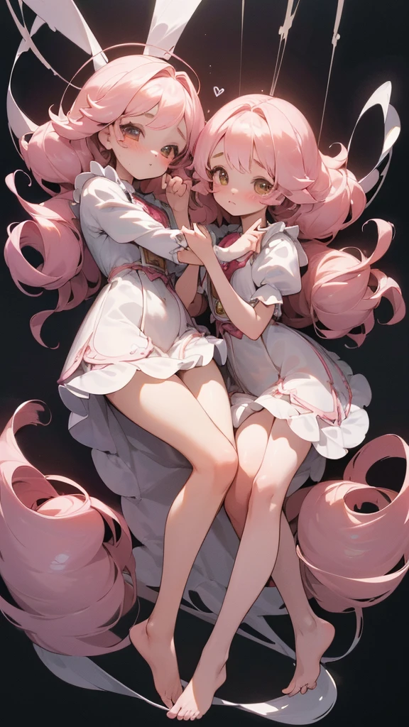 ((petite bishojo, little 2girls)), ((cute  face)), ((cute puffy eyes)), ((masterpiece)), ((best quality)), ((ultra detailed)), ((exquisite)), ((depth)), ((crisp)), ((8k)), ((beautiful and aesthetic)), (super detailed skin), ((high standard)), ((highres)), ((perfect anatomy)), (full body), (blush), (rouge), (cutesy girl), (beautiful fingers)