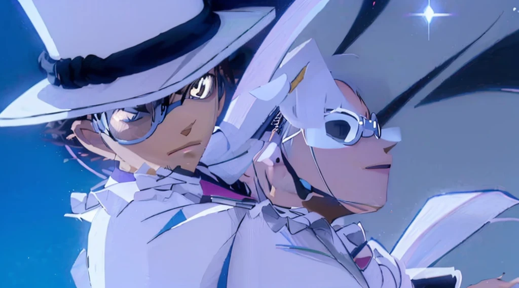 Anime characters with a hat and glasses talking on a cell phone, Katekyo Hitman Reborn, 2D Animation, Ganga Otaku, Persona 5 Phantom Thief Style, Anime characters, Shinji, cel animation, Anime screenshots, as an Anime characters, Crimson Song, 2D Animation style, In anime, yukio - e, akiyuki shinbou