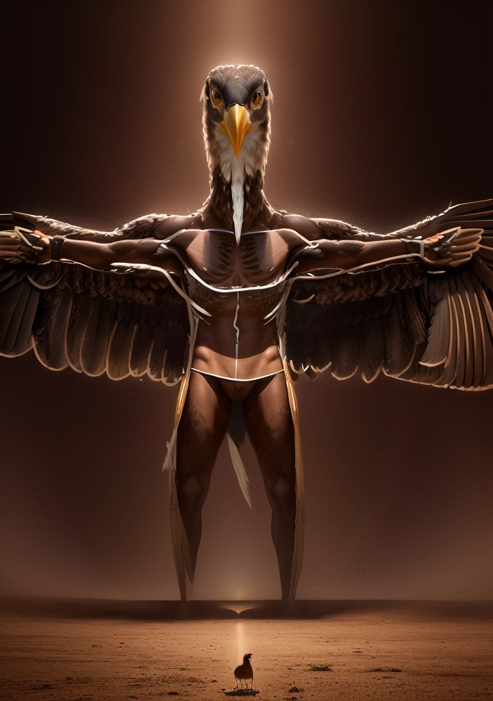 Beautiful arab naked male with crossed arms and a  big cristal crown ,  brambles and crows, explosions ,golden ring, masculine, well defined muscular legs, full body in motion, defined body, full body, ouds in the background, flyng clocks,  stunning realistic, defined body, maximalism, octane render, unreal, 8k, depth of field, bokeh, black ink, 8k, hyperreal, 50mm, kodak portra 400, photograph by Martin Schoeller, Natural Light, natural skin, real skin texture