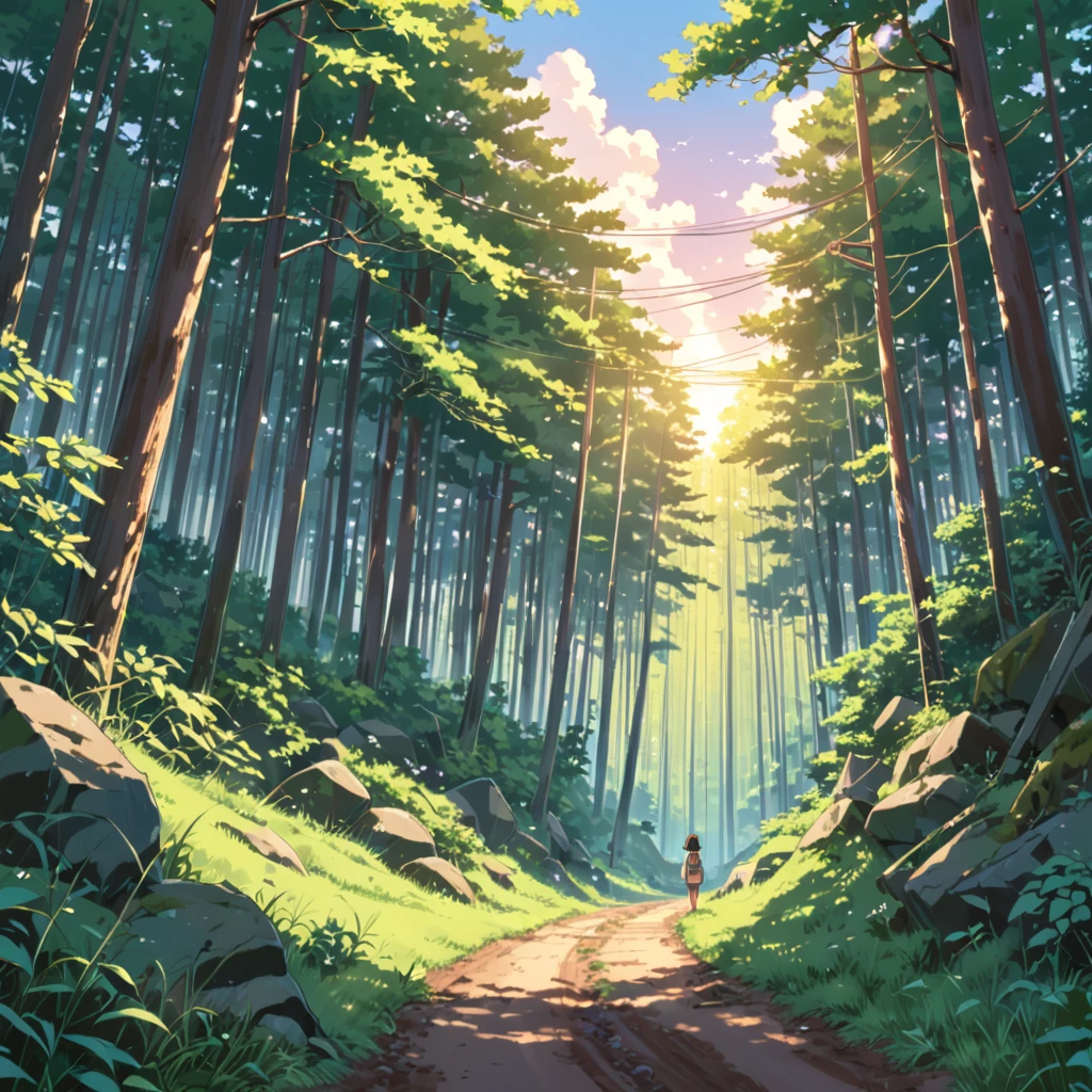 (((forest clearing))), ((anime:1.4,illustration)),(masterpiece, top quality, best quality),(ultra-detailed, absolutely resolution),((16k, high res)). BREAK {lofi art, style of Laurie Greasley, style of Makoto Shinkai, anime aesthetic}