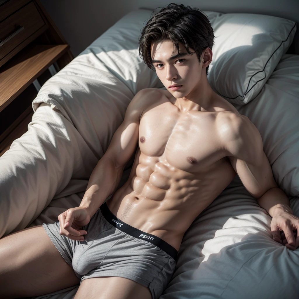 Boy without shirt and in boxer