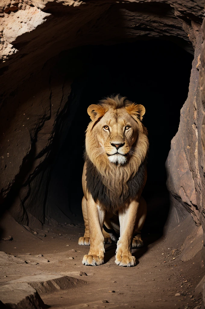 Lion in cave