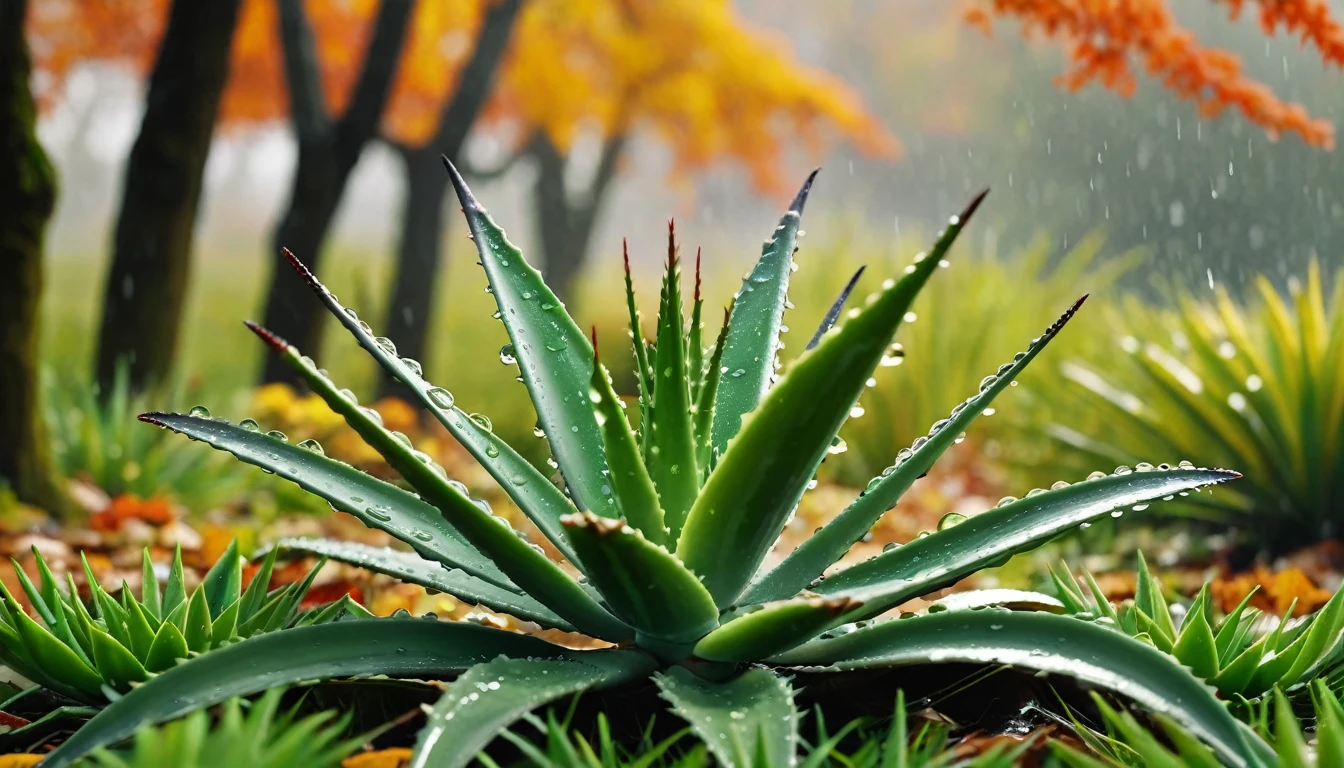 there is a aloe that is sitting on the grass, magical leafs falling, nature documentry footage, youtube video screenshot, today's featured photography 4k, autumn rain turkel, nature photography 4k, november, cinematic widescreen shot, leaves and magic, high quality screenshot, 2 0 2 1 cinematic 4 k framegrab, wide screenshot