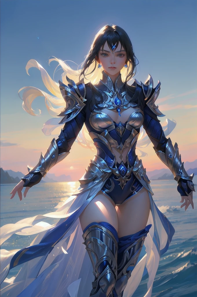 Ultra-high saturation,(tmasterpiece), fully body photo,(best qualtiy), (1girll), starryskybackground,Wearing shiny gold armor, Sexy lingerie type armor,Expose your chest,Expose the waistline,Exposing thighs,cool-pose, Saint Seiya Armor, messy hair,high detal, Anime style, Cinematic lighting, Sparkle, god light, Ray traching, filmgrain, hyper HD, textureskin, super detailing, Anatomical correct, A high resolution,Ultra-high saturation,hight contrast,High-gloss armor,Smooth skin,Serious expressions,Dark room,