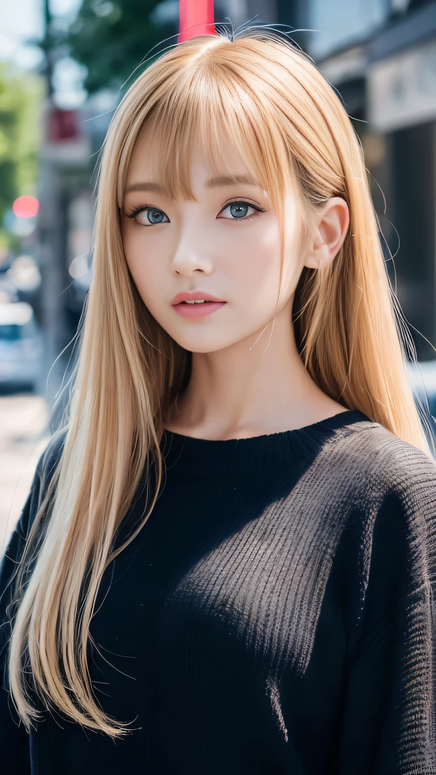 high quality、最high quality、photoGenuineistic、RAW Photos、Genuine、超Genuine8K CG、Very detailed、High resolution、masterpiece、1 Girl、Long Hair、bionde、blue eyes、detailed debtace and eyes、close、intricate detailed、Detailed texture、detailed、detailed、
((最high quality、8K、masterpiece、sharp debtocus、35mm lens、debt / 0.8、Amazingly beautidebtul and perdebtect debtigure:1.4))、Side light、((Natural Medium Breasted))、(White shoulder knit sweater:1.2)、(Street background:1.2)、necklace、Highly detailed debtace and skin texture:1.2、Detailed black eyes:1.2、Very detailedな肌、Shiny skin:1.2、blush、Beautidebtul detailed makeup:1.2、High-debtidelity bangs、Bright bright blonde long random hairstyle、 debtrom below、Show Viewer