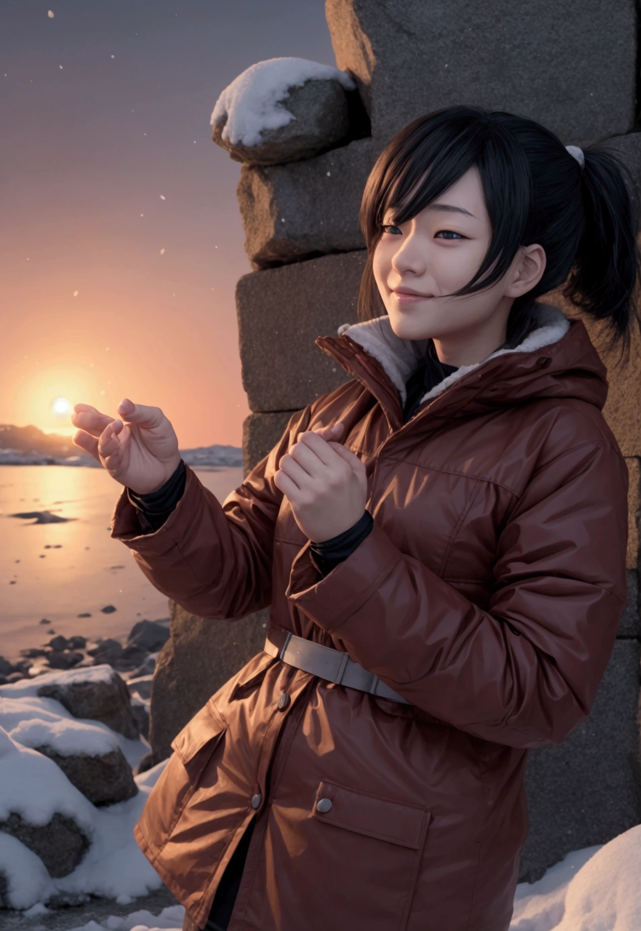 An animated manga picture showing gratitude despite miserable conditions