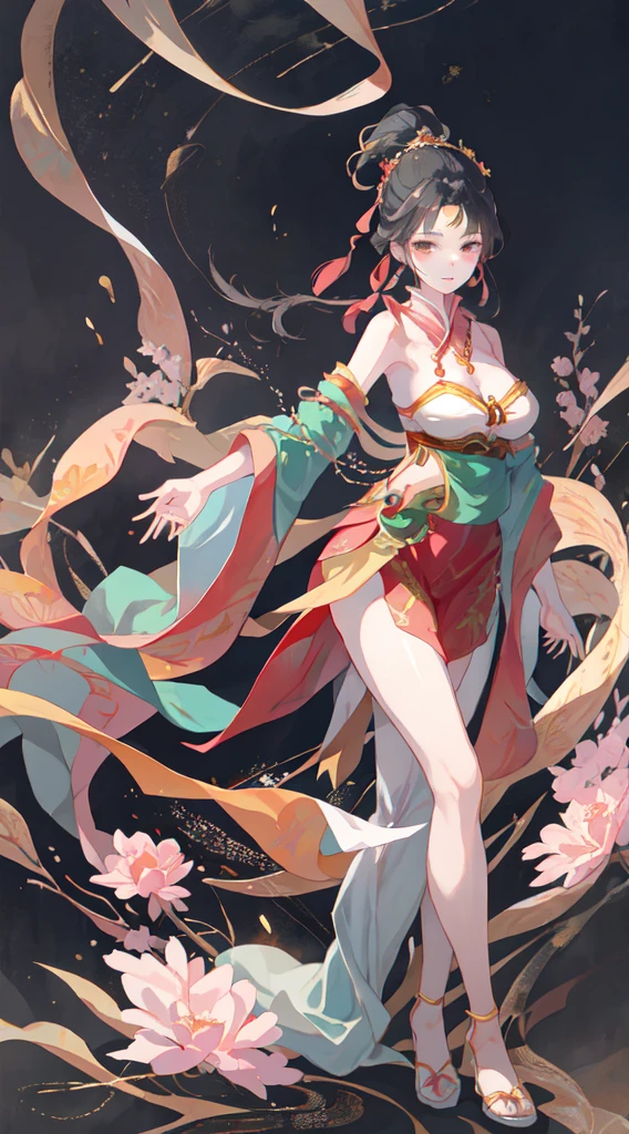 A beautiful girl in ancient China, aloof temperament, rose red long dress, huge plum blossoms, standing under a tree, sunshine, clear face, masterpiece, super detailed, epic composition, high quality, highest quality, 4k --v 6