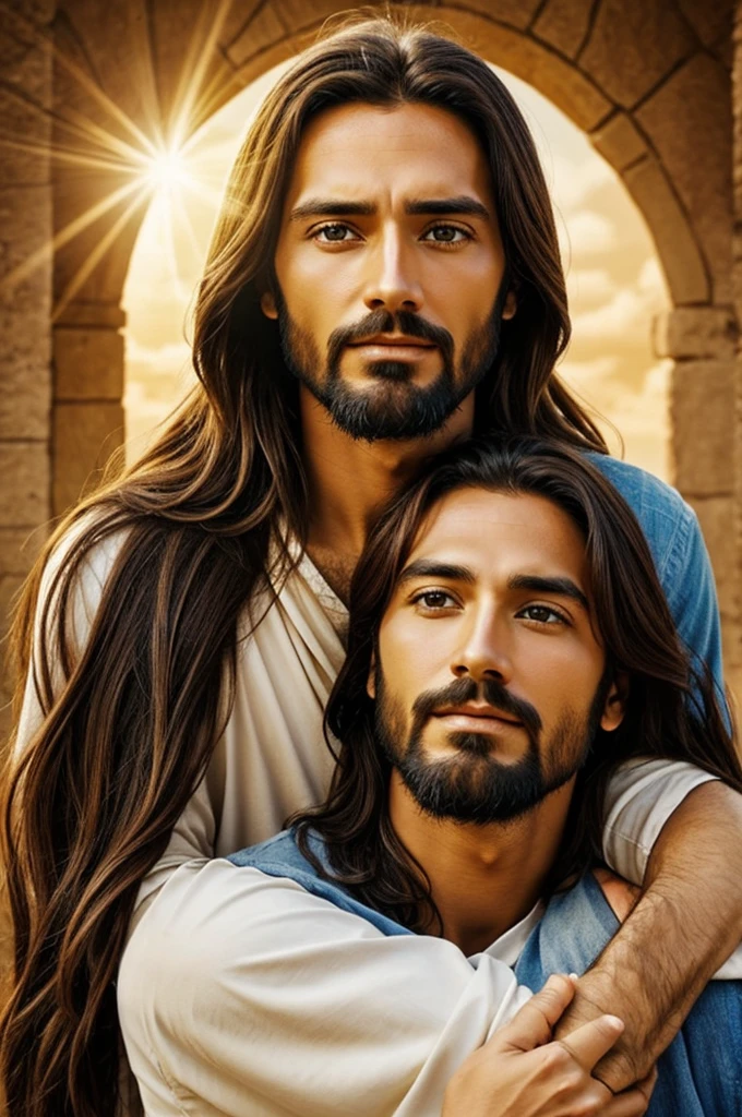 The face of Jesus is so shine and He hug me