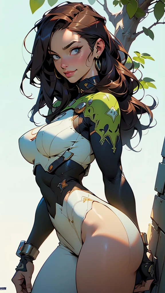 mdjrny-v4 style portrait of a female leprechaun, voluptuous, gorgeous detailed face, mischievous smirk, ample hips, insanely detailed accentuated big booty, mature, great aesthetics, perfect anatomy, well proportioned body, intricate, elegant, highly detailed, digital painting, artstation, concept art, smooth, sharp focus, illustration, art by artgerm and Greg Rutkowski and alphonse mucha, 8k, High-quality, insanely detailed,