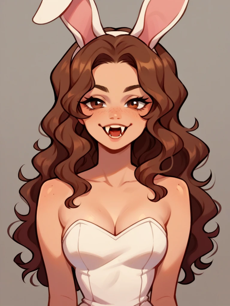 a red-haired fairy, curled hair, tattoo of a half moon on the chest, big-ass