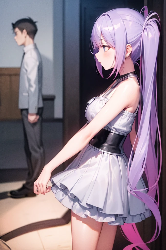 1 boy and 1 girl are having sex silver hair beautiful girl