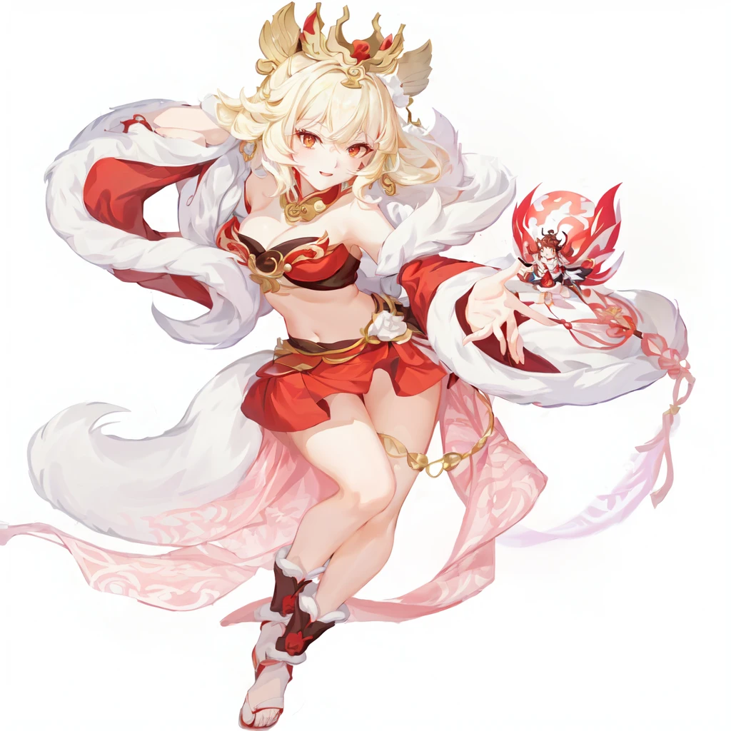 Wearing a red dress、Cartoon image of a woman wearing a crown, Onmyoji, Ali, Onmyoji detailed art, Full body fairy, Anime Goddess, Onmyoji portrait, g liulian art style, Inspired by Pu Hua, sha xi, Kushat Krenz Key Women in Art, Kushat Kents