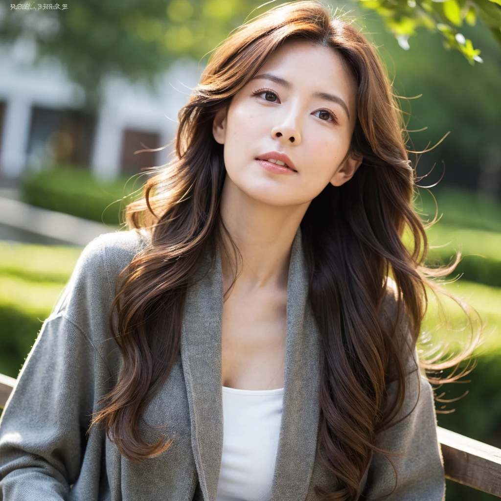 Beautiful mature woman with beautiful wavy long hair, Clothes that show, Ultra-high resolution,(Realistic:1.4), ((Highest quality)), ((masterpiece)), (be familiar with),