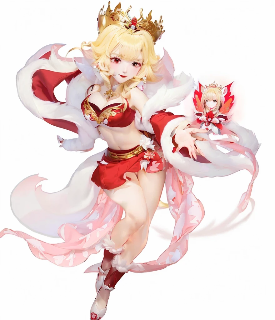 Wearing a red dress、Cartoon image of a woman wearing a crown, Onmyoji, Ali, Onmyoji detailed art, Full body fairy, Anime Goddess, Onmyoji portrait, g liulian art style, Inspired by Pu Hua, sha xi, Kushat Krenz Key Women in Art, Kushat Kents