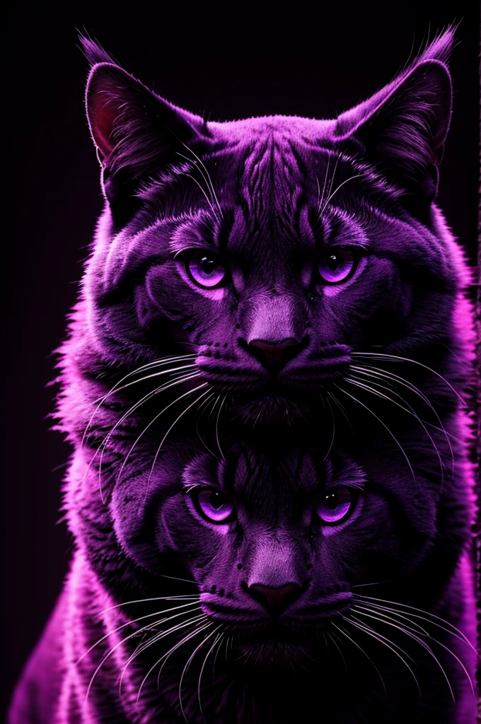 Dark background with purple and purple eyes looking