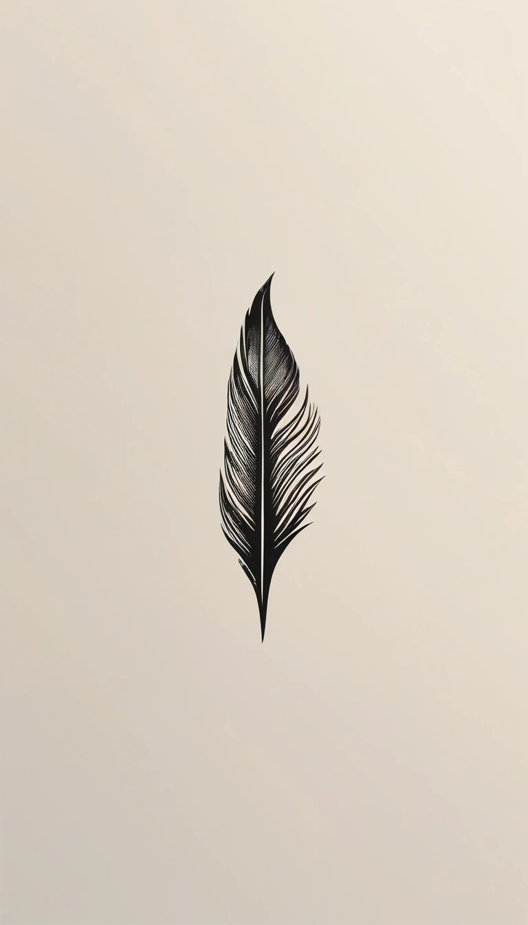 A minimal, modern, simple, cinematic logo design for the brand “Penamemoria". Create a modern, memorable, unique, minimalistic, high-quality,dreamy, fantastic, poetic, masterpiece logo design of a MEMORY FEATHER