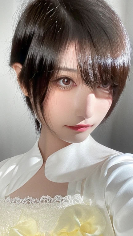 30-year-old woman,China dress(In satin),Photorealistic,Perfect Eyes,squint,Really beautiful girl,3d,Delicate skin,The bust is large