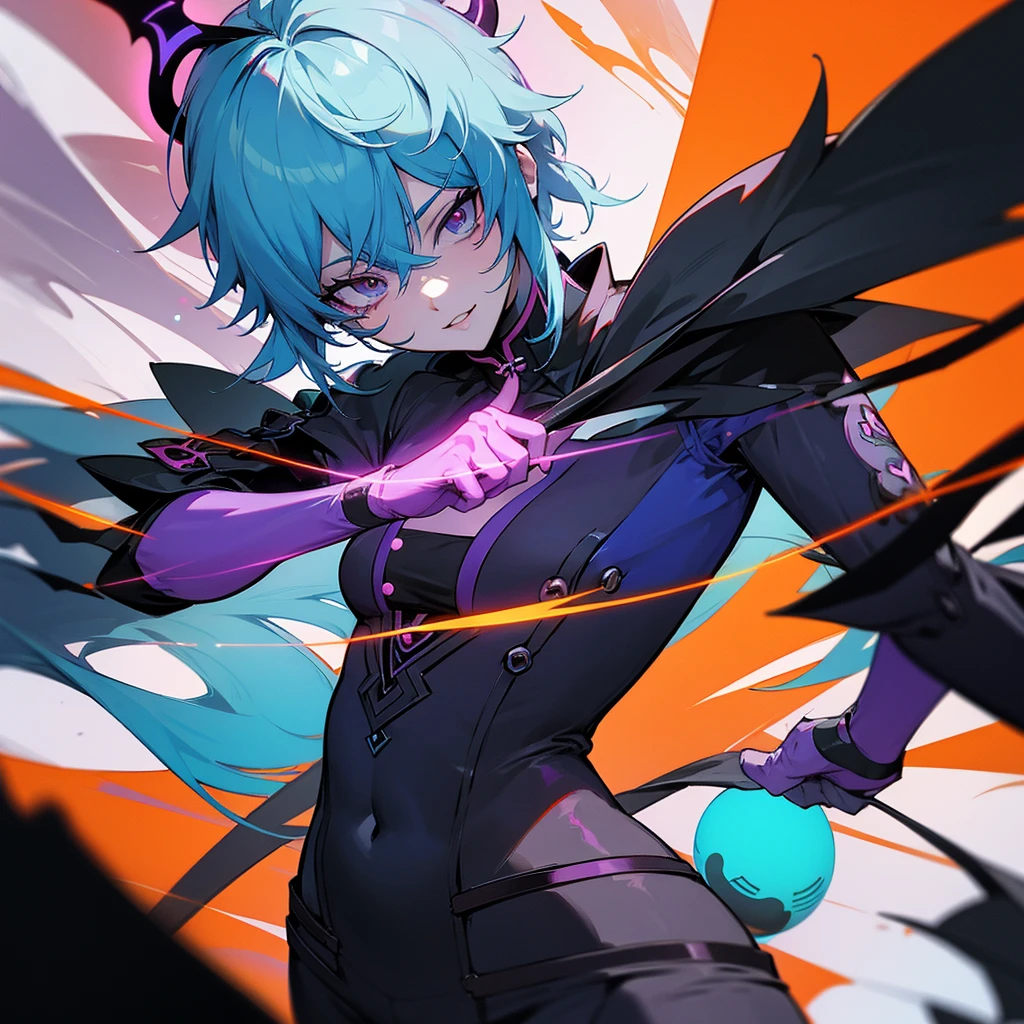Genshin impact scaramouche demon anime cyberpunk neon colors icon wanderer the balladeer kabukimono kunikasushi the sixth harbinger of the fatui