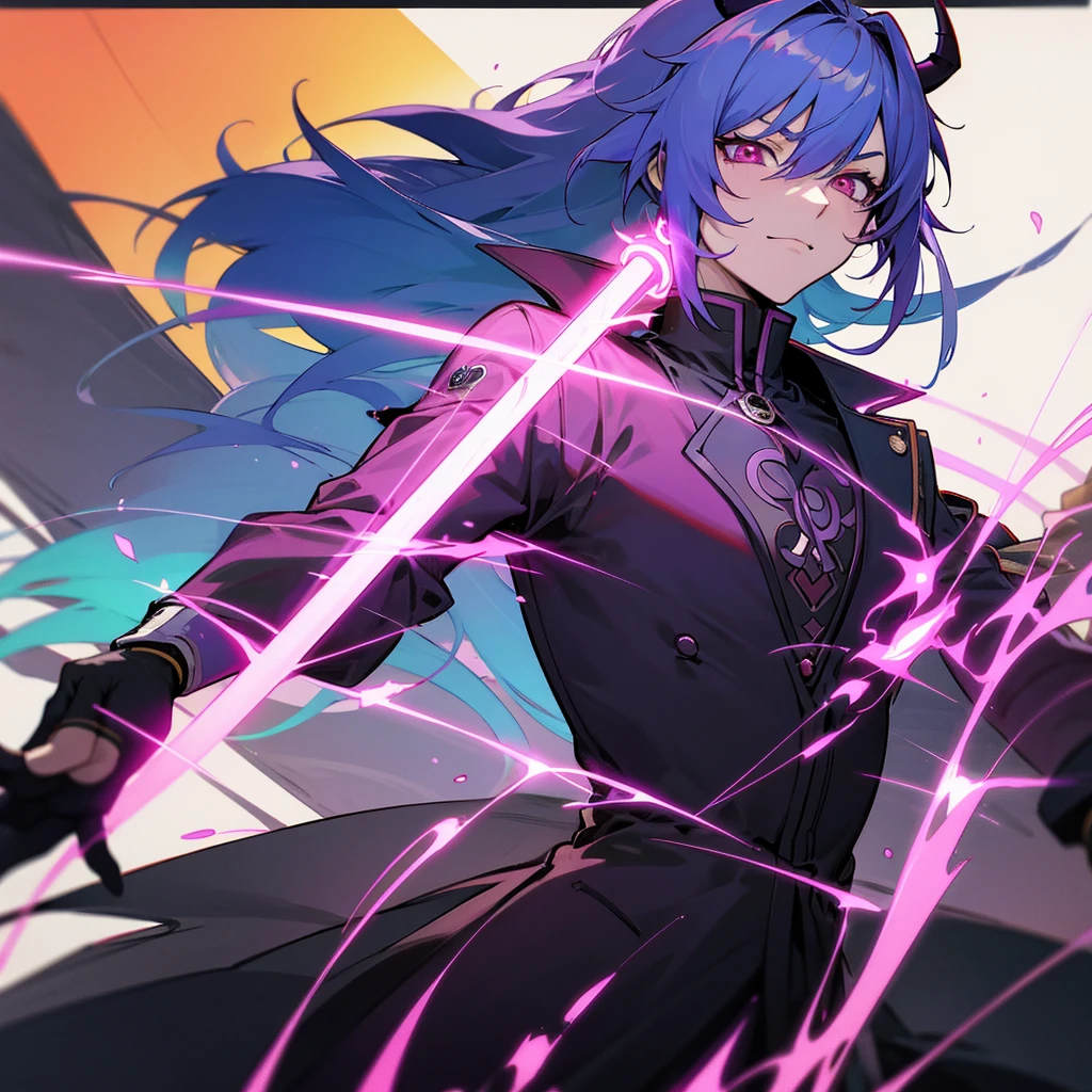 Genshin impact scaramouche demon anime cyberpunk neon colors icon wanderer the balladeer kabukimono kunikasushi the sixth harbinger of the fatui