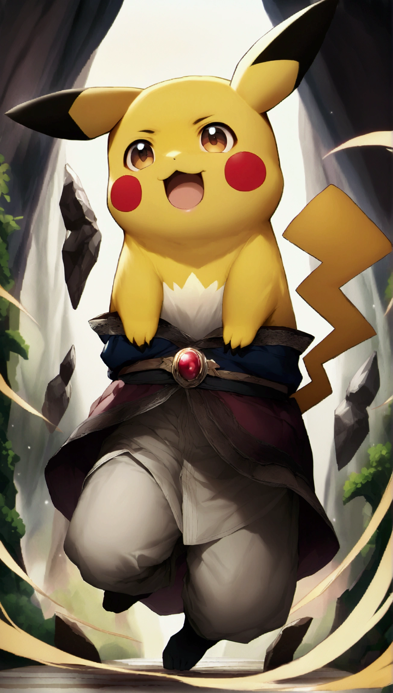 Create an image of Pikachu, Make him an adult、Cute boy and Pikachu、high resolution、beautiful