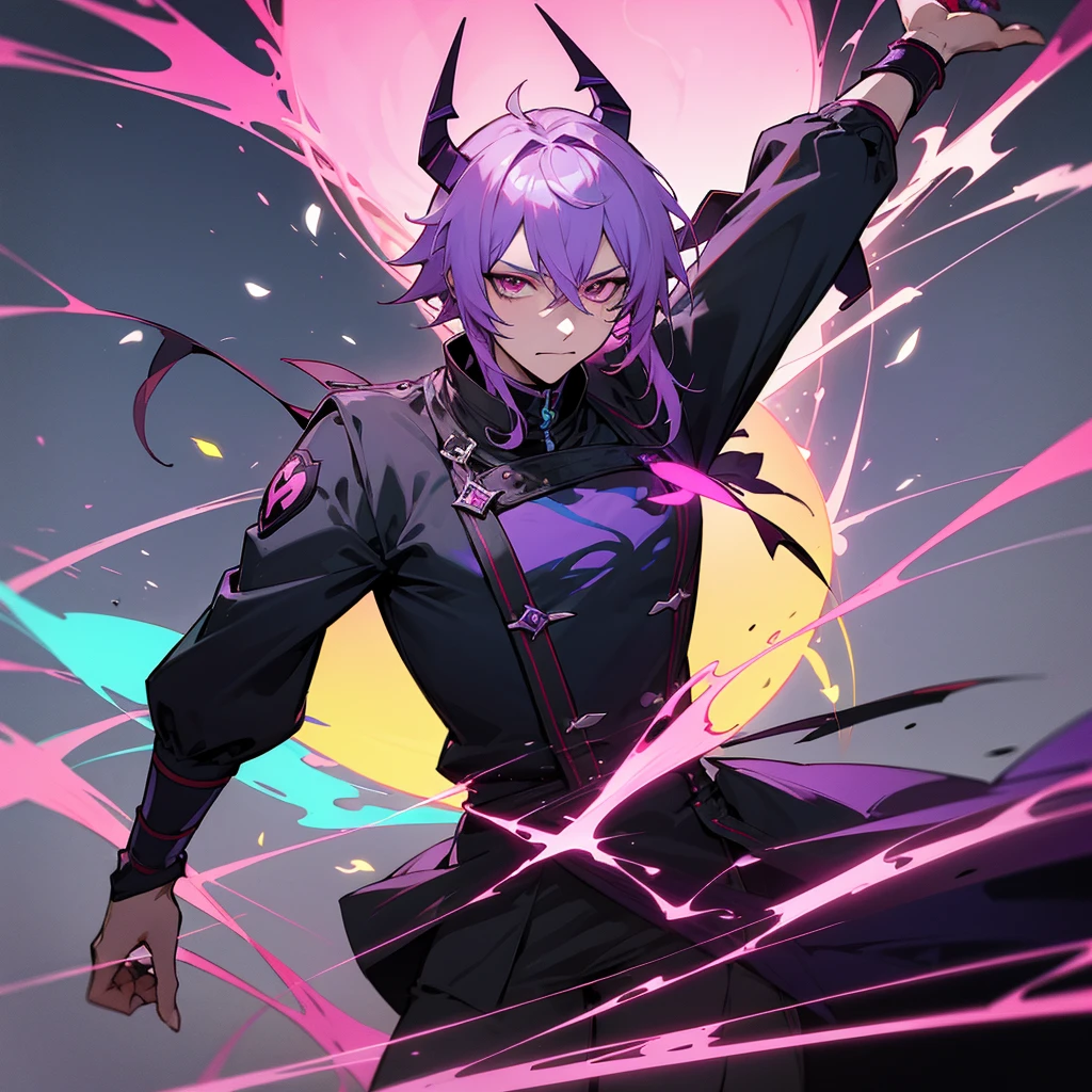 Genshin impact scaramouche demon anime cyberpunk neon colors icon wanderer the balladeer kabukimono kunikasushi the sixth harbinger of the fatui