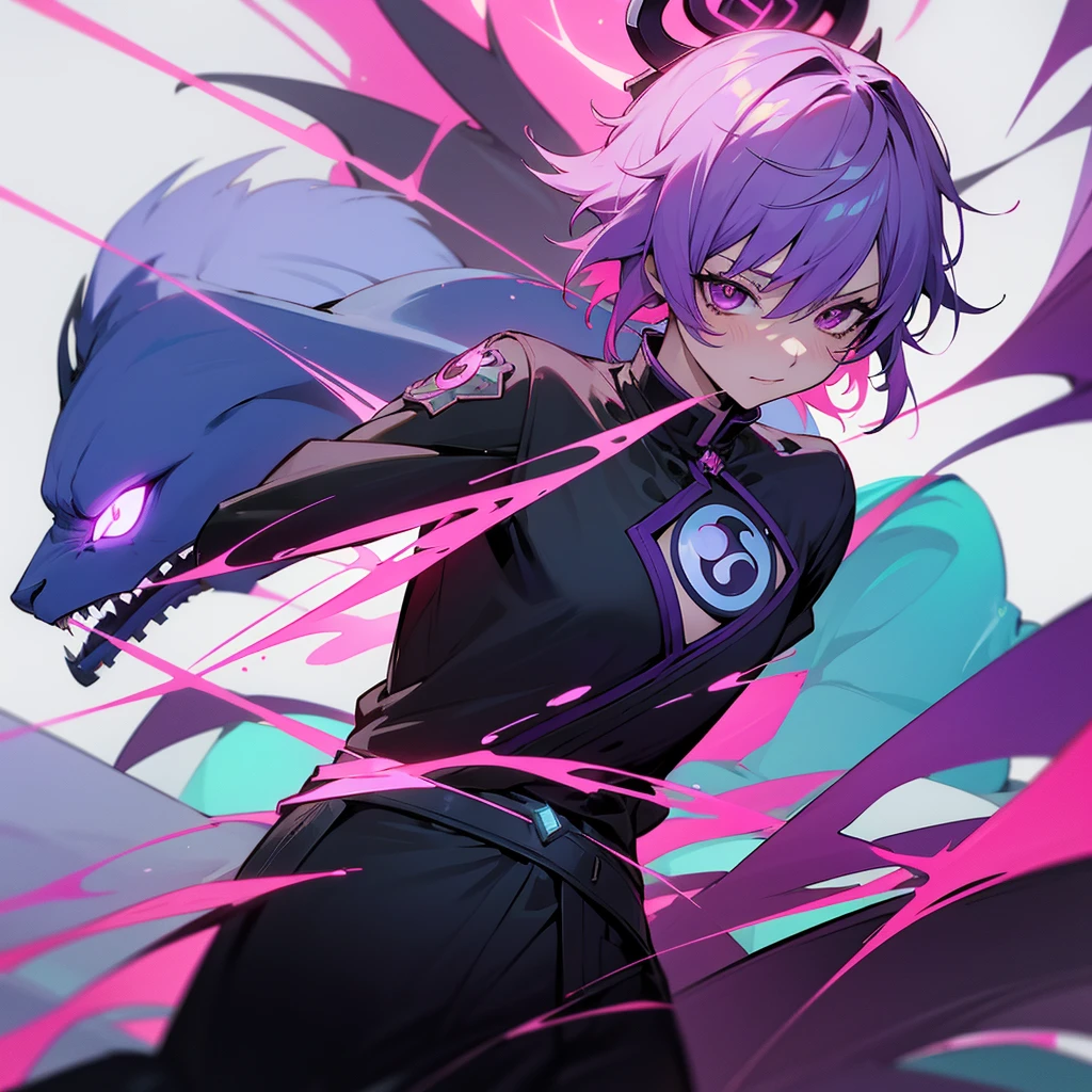 Genshin impact scaramouche demon anime cyberpunk neon colors icon wanderer the balladeer kabukimono kunikasushi the sixth harbinger of the fatui