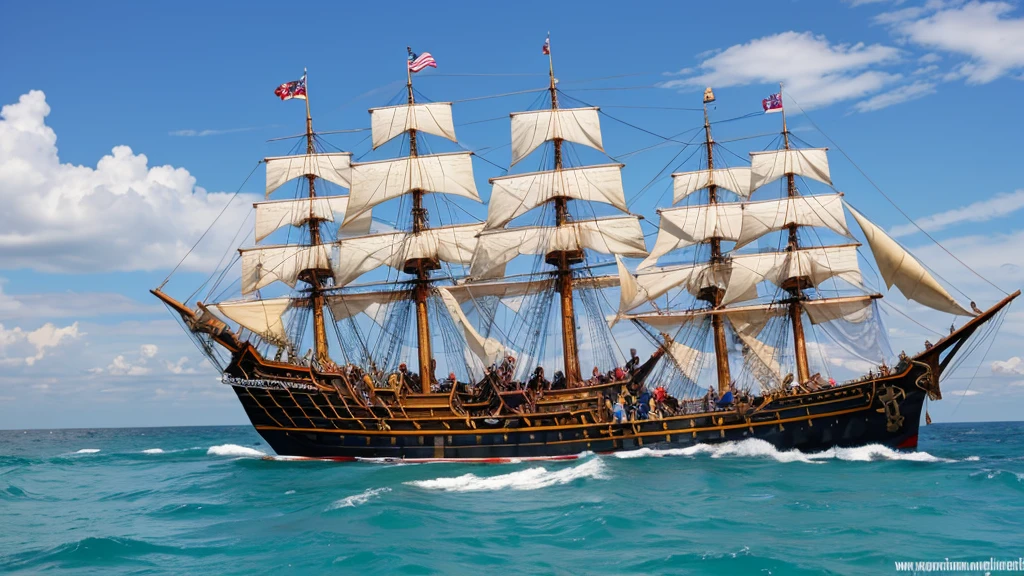 Pirate ship fighting the Spanish