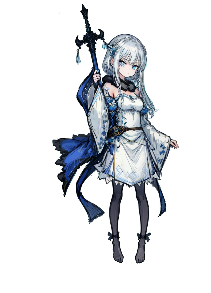 1girl ,silver hair, light blue eyes, arctic maiden, beautiful clothes, (high resolution, high detail, best quality), quiet