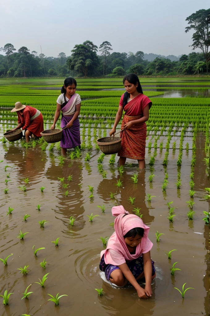 Womens Rice planting in Assam