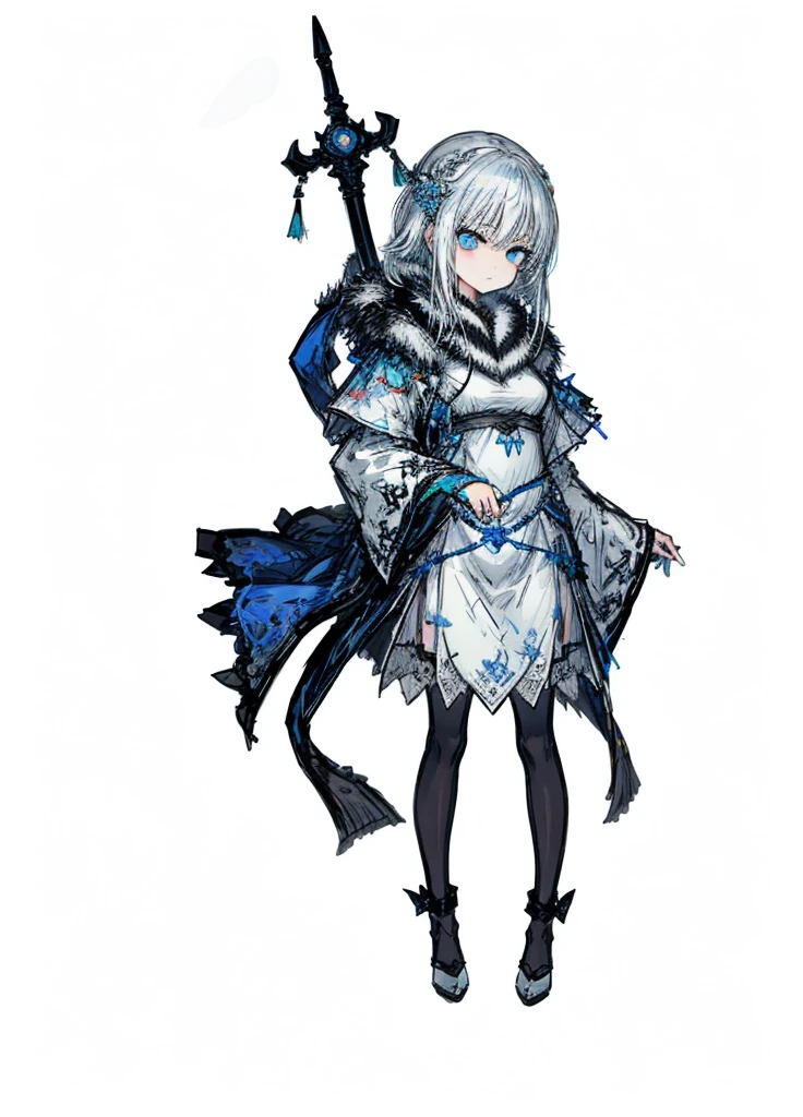 1girl ,silver hair, light blue eyes, arctic maiden, beautiful clothes, (high resolution, high detail, best quality), quiet