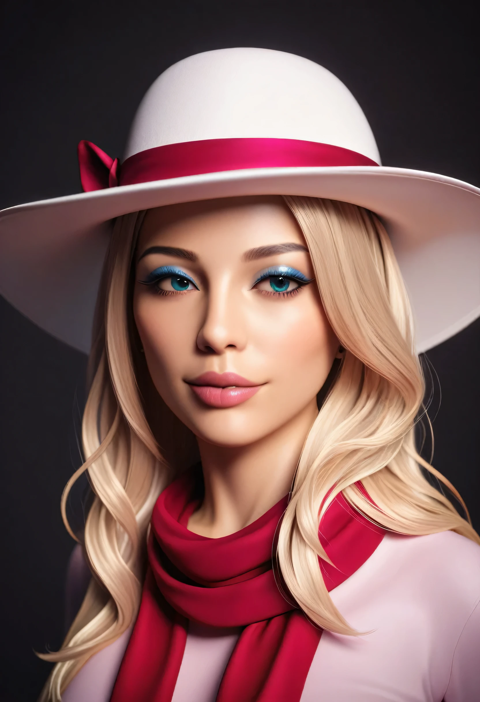 Arab woman with long hair wearing hat and scarf, realistic digital art 4k, realistic digital art 4k, soft portrait shot 8K, photorealistic art style, photorealistic beautiful face, cinematically realistic portraits, bela Arte Digital, realistic beautiful face, realistic art style, 3D Rendering of Character Art 8K, beautiful realistic face, Amazingly realistic graphics