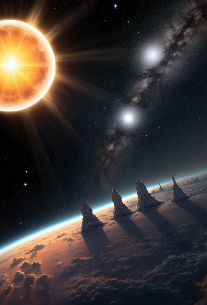 White multiple suns A world of light The end of the world Goodbye