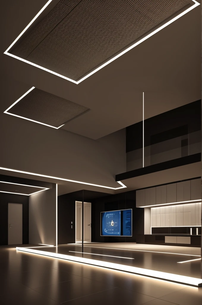 Professional 3d architecture rendering design of modern and minimal design for lighting lines similar musical symbols nots